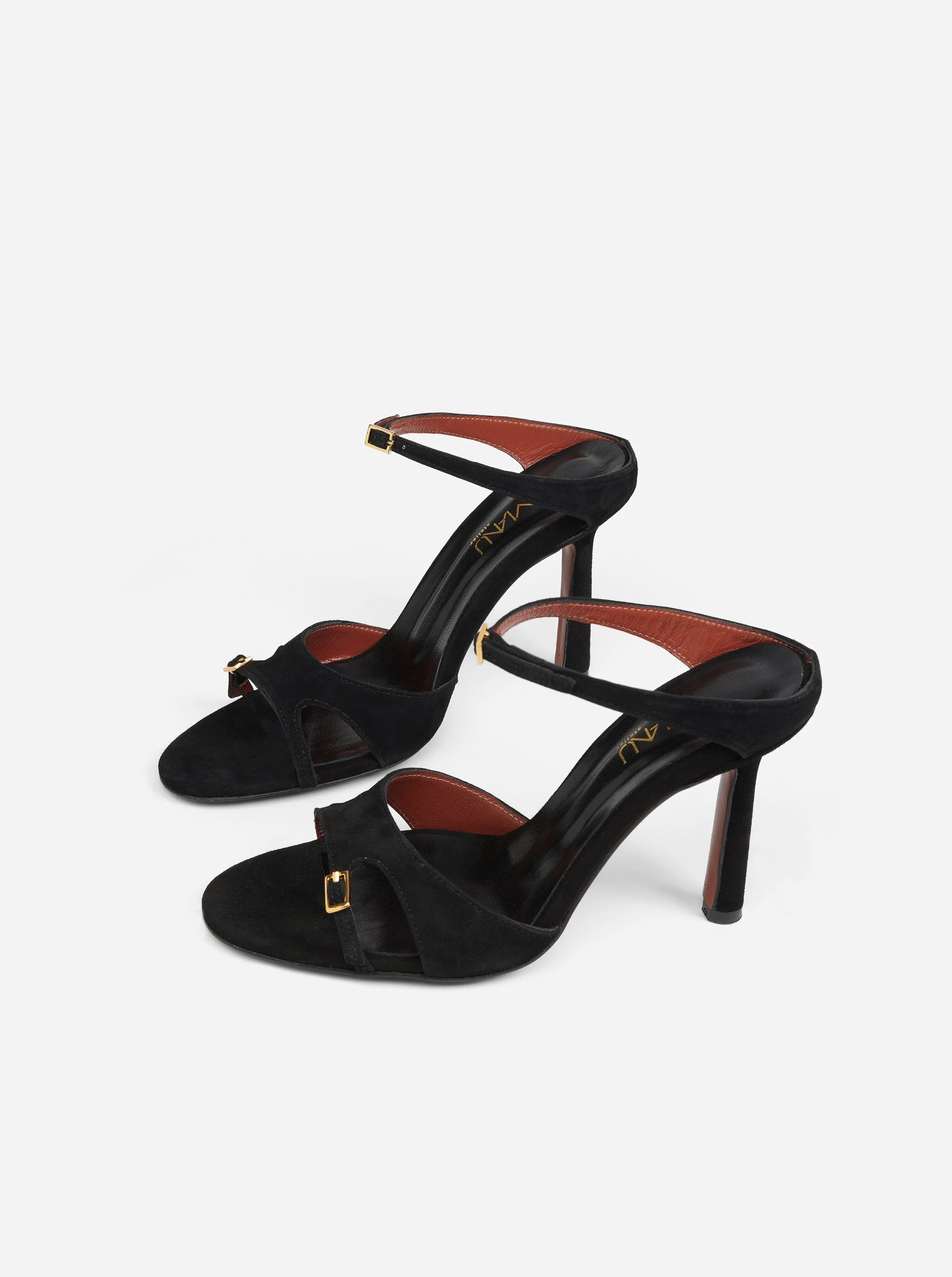 Almond Toe Sandals Black Suede - Image 2